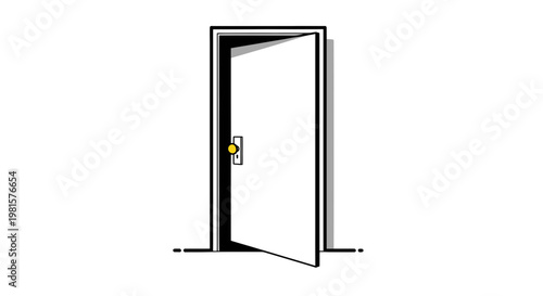 Open Doorway with Golden Knob, Entering New Opportunity