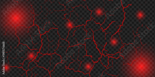 Ground cracks, breaks on land surface from earthquake isolated on transparent background. Vector realistic set of fissure in ground, crevices from disaster or drought, black fractures top view