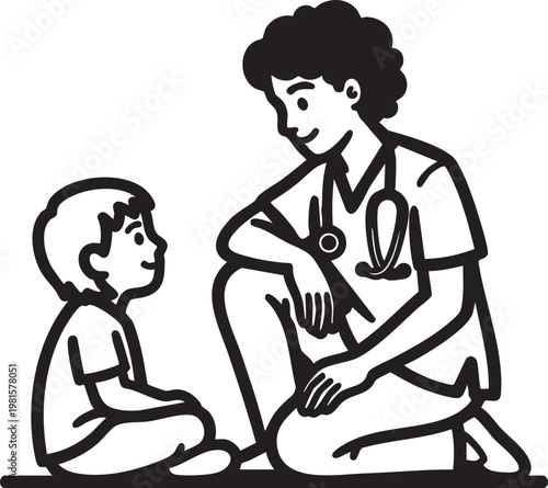 a young child receiving a medical check-up from a caring pediatrician