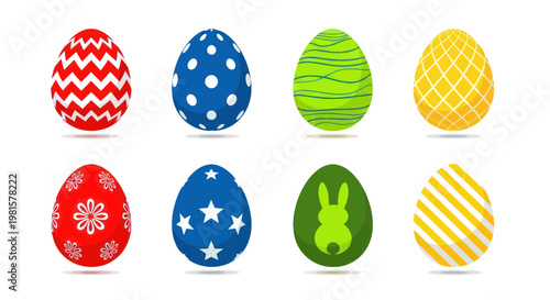 Colorful Decorated Easter Eggs Collection with Various Patterns
