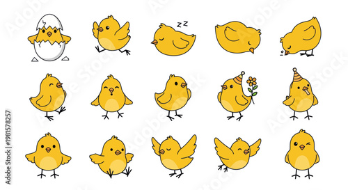 Cute Easter Chicks Collection: Baby Birds in Various Poses and Activities
