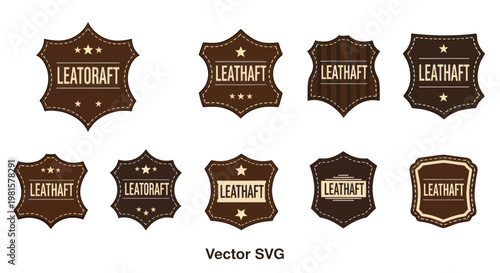 Leather Craft Badges Set - Vintage Labels & Emblems