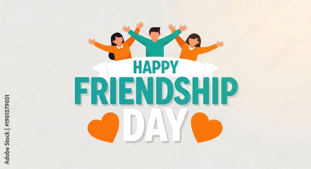 Fototapeta premium Happy friendship day celebrating bonds of friendship with joyful friends and heartfelt wishes