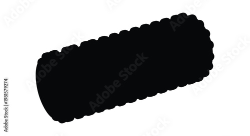 A black cylindrical object with a textured surface presented as a silhouette