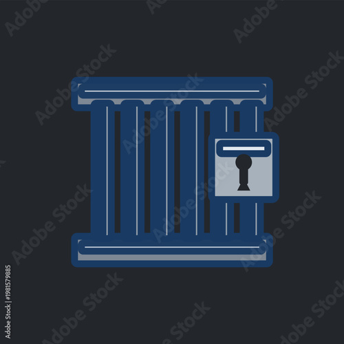 Prison bars with lock icon, jail security symbol, incarceration concept illustration, criminal justice system, detention and imprisonment vector