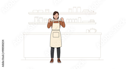 Baker stretching dough in a minimalist kitchen, preparing for baking