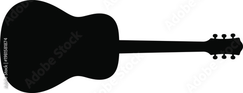 Black silhouette of an acoustic guitar on white vector