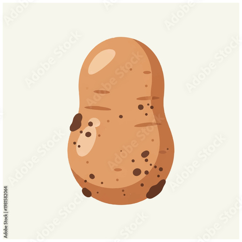 Isolated Potato with Eyes and Dirt Spots.