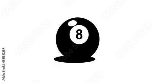 Black 8 Ball Pool Ball Icon Isolated on White Background