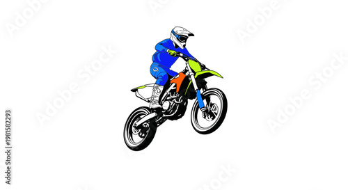 Motocross Rider Performing Jump on Dirt Bike, Extreme Sports Action