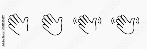 Waving hand icons in sequence vector set