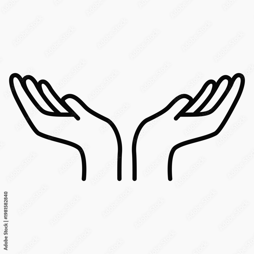 Obraz premium Minimalist open hands icon vector