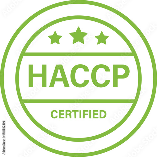 HACCP certified green stamp quality assurance symbol for food safety and hazard control vector illustration for compliance and standards