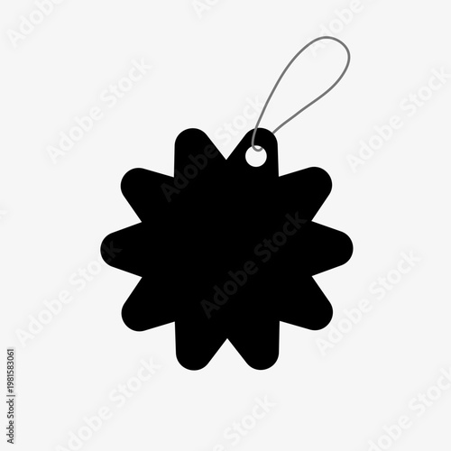 Black star-shaped hanging tag vector