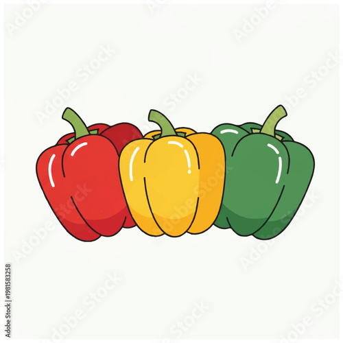 Colorful Bell Peppers Illustration.