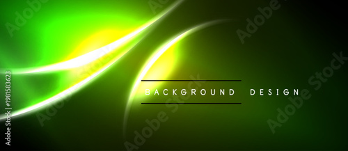 Bright green yellow abstract lines form dynamic background. Dark edges create contrast, modern visual effect.