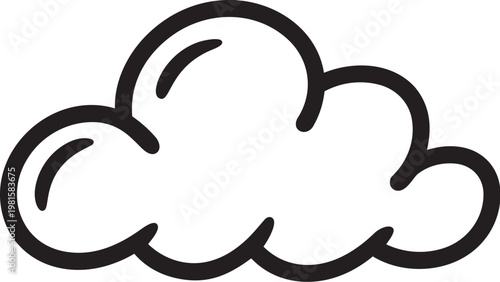A black and white drawing of a cloud