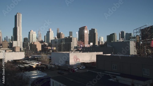 Handheld shot of Long Island City at sunrise