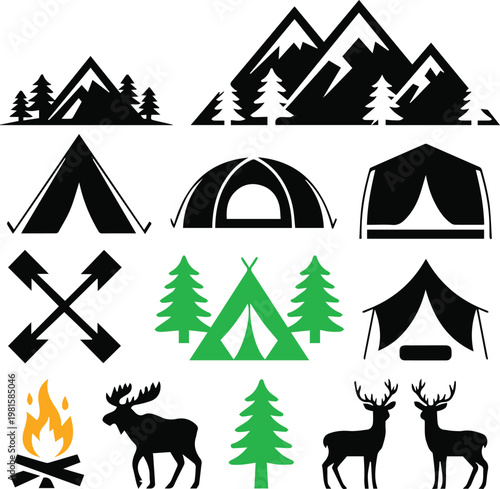 Trail navigation icons and hiking route symbols
