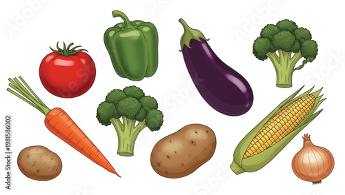 Assorted Fresh Vegetables and Root Vegetables.