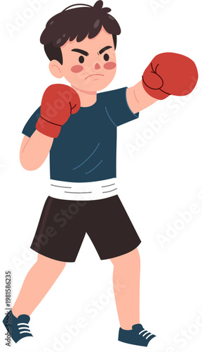 Boy practicing boxing