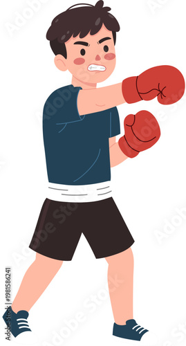 Boy practicing boxing