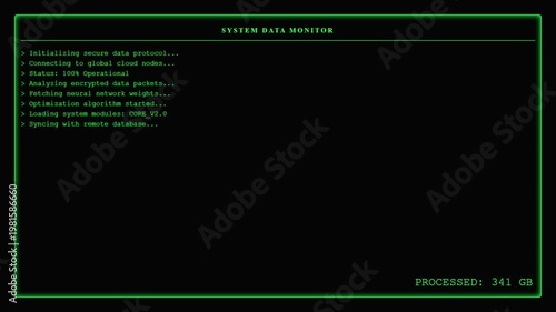 System Data Monitor Secure Protocol Cloud Neural Network Digital Dashboard Concept.