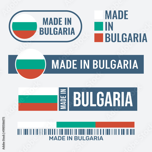 made in Bulgaria labels set, Bulgarian product icon
