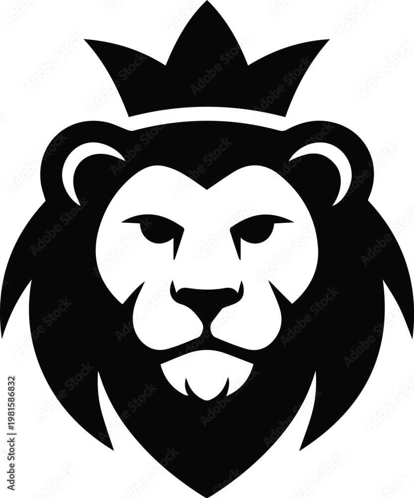 Fototapeta premium Lion head and crown mascot for sports team