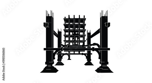 black metal medieval castle gate with towers and battlements