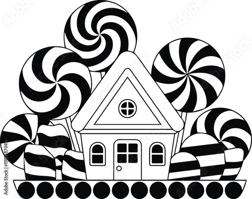 Candy storefront concept with gingerbread cottage facade