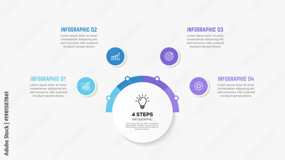 Fototapeta premium Vector infographic label design with circle infographics template design and 4-5-6 options or steps. Can be used for process diagram, presentations, workflow layout, banner, flow chart, info graph.