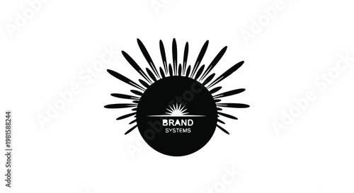 black sunburst logo template with text