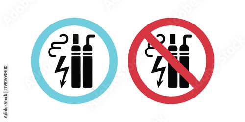 No smoking no vaping combined sign symbol red green circle icon vector illustration for warning restriction and safety