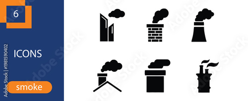 Black smoke of industrial chimneys and factory pipes white background