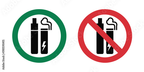 No smoking no vaping combined sign symbol red green circle stop icon vector illustration for public health safety