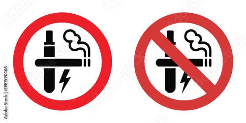 No smoking no vaping combined sign symbol red green circle stop icon vector illustration for public rule and awareness
