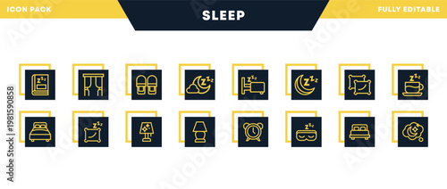 Night and Sleep Outline Icon Pack for Website, Apps and UI Interfaces