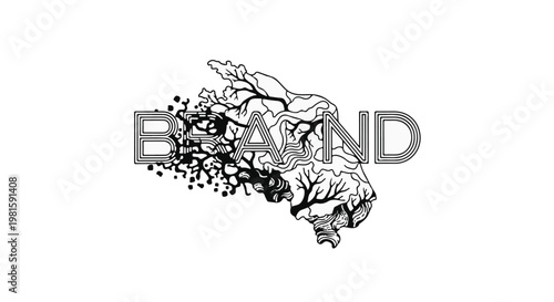 black and white illustration of exploding brain