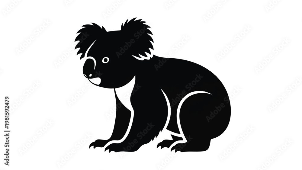 Obraz premium Black silhouette of a koala bear.