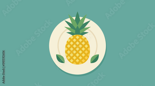 Pineapple day, simple clipart of pineapple on a plate
