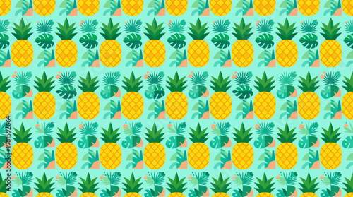 Pineapple Fruit Pattern Tropical Yellow.