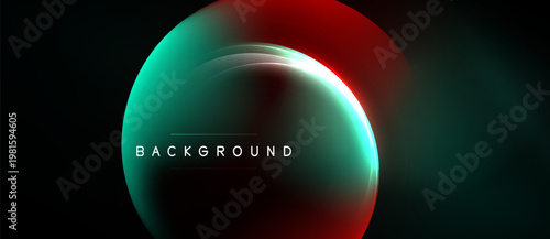 Abstract gradient circles overlap, creating vibrant visual effect. Text BACKGROUND centered within teal portion. Dark backdrop enhances color contrast.