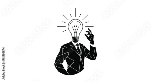 Businessman with lightbulb head idea concept