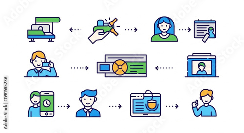 Online Car Rental Process Illustration - Step-by-Step Guide.