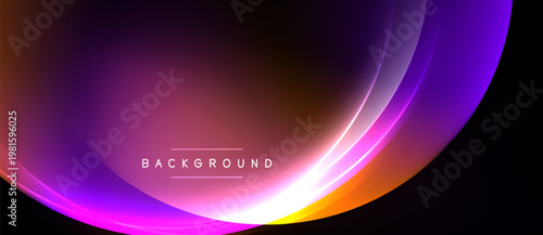 Abstract vibrant background. Smooth curves blend purple, orange, white hues. Modern design element for digital projects.