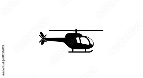 Black Helicopter Silhouette Icon Vector Illustration