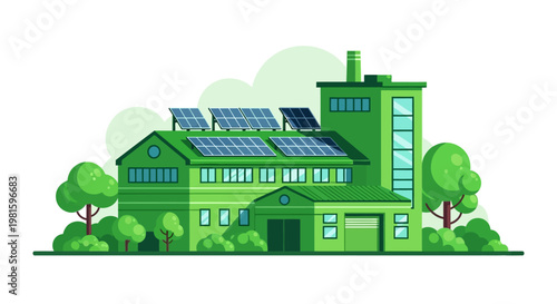 Solar panels on green house roof.