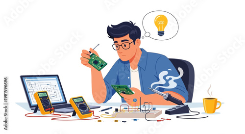 Man holding money and using laptop.