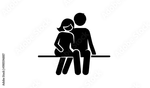 Couple bench silhouette icon vector romantic sitting love relationship minimal illustration